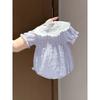 Trendy Lace Triangle Infant Bodysuit Princess Wing Short Sleeve Skin-friendly Baby Girls Summer Crawling Outfit 0-18M