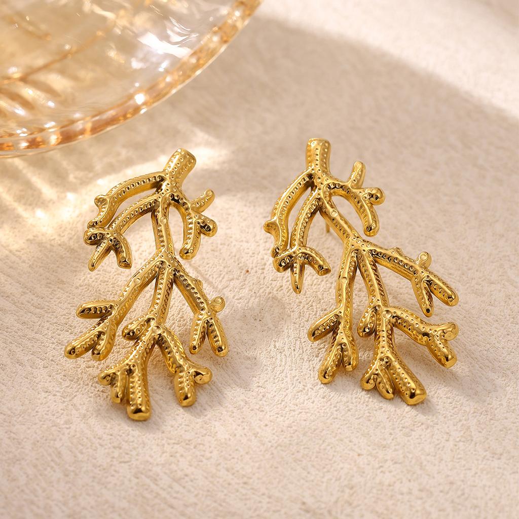 Freshwater Octopus Gold Color Earrings For Women Big Geometric Coral Stud Earring Stainless Steel 2026 New Jewelry Summer Gift