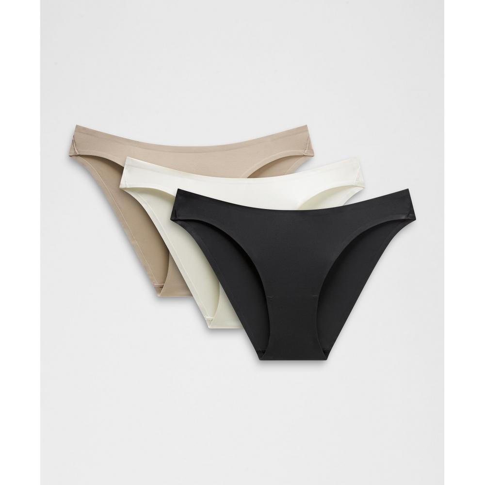 

Lululemon Wundermost Ultra Soft Nulu Mid Rise Bikini Underwear 3 Pack Black Bone Sheer Oak XS
