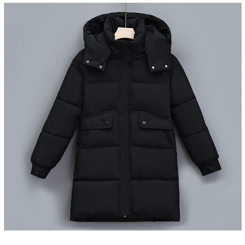 

Зимняя пуховая хлопковая одежда женская средней длины новая модная утолщенная свободная женская куртка тренд M чёрный