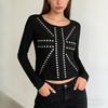 Y2K Street Spring Dark Punk Style Willow Nail Printed Top