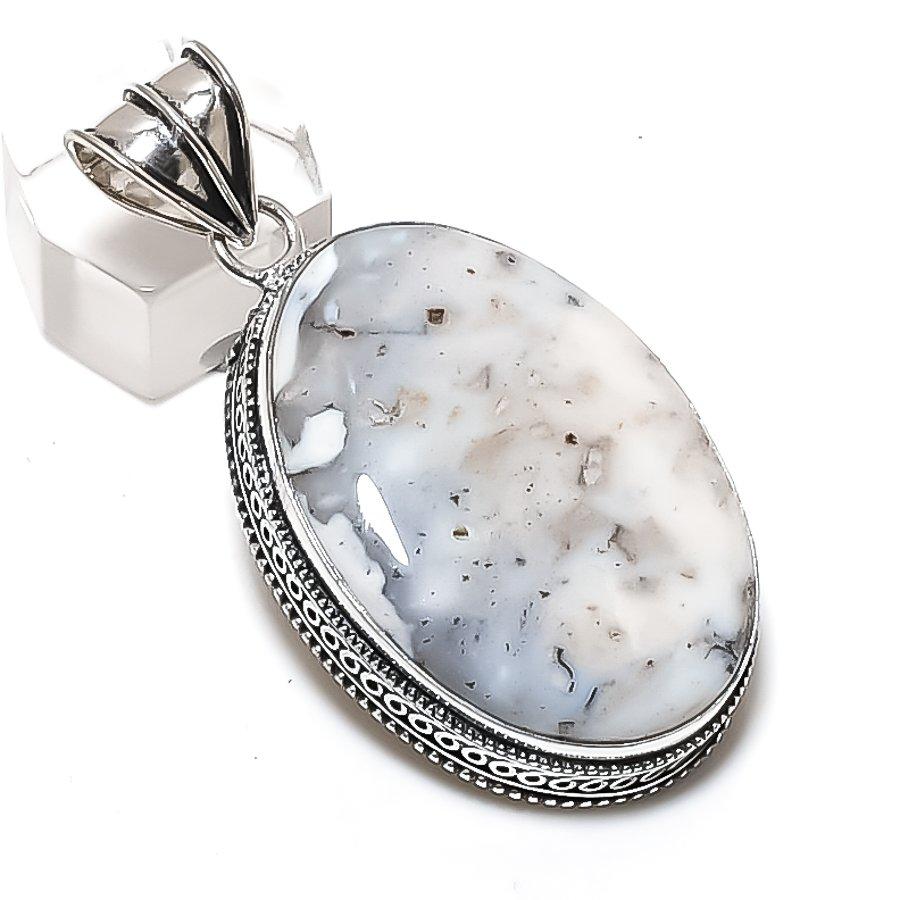 

Natural Dendrite Opal Gemstone 925 Sterling Silver Jewelry Pendant 2.29 t9a94