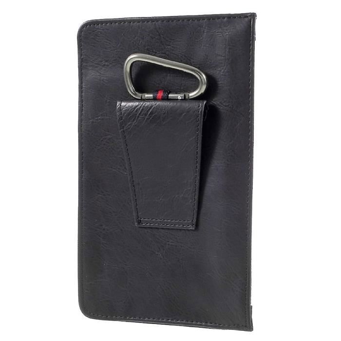 Étui À Ceinture Vertical - VERNEE - THOR E - Noir - Cuir Synthétique - Poche Zippée