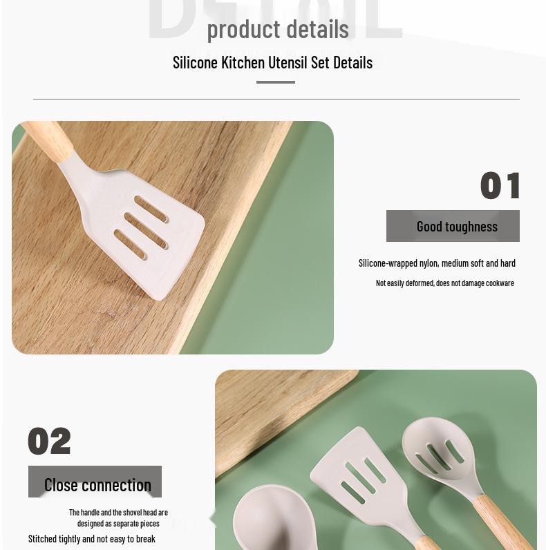 Silicone Non-Stick 12-Piece Kitchen Utensil Set with Storage Bucket