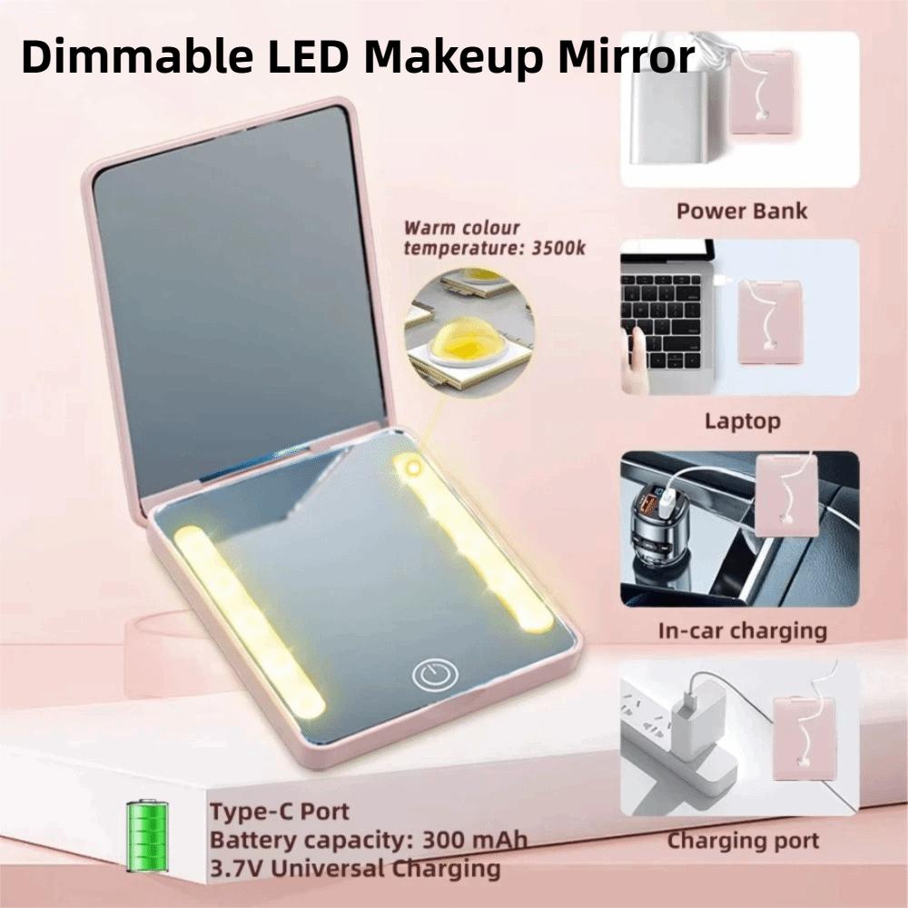 Double-Sided Dimmable LED Makeup Mirror 3 Color Bedroom Dressing Mirror Dormitory
