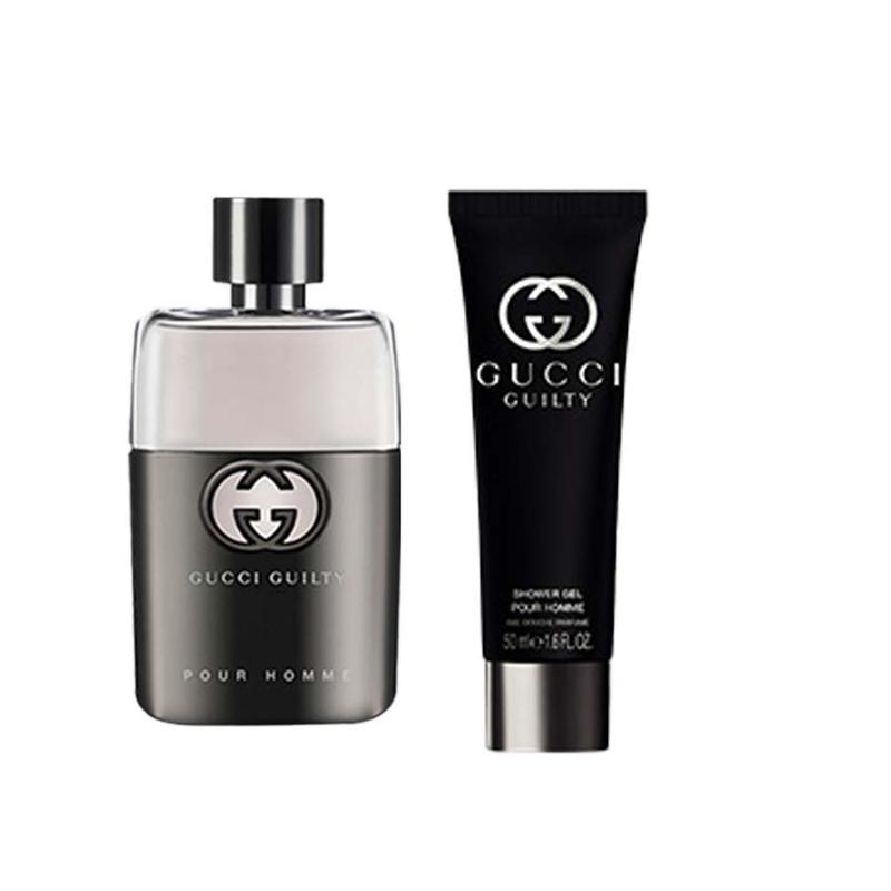 Gucci Guilty Love for Men Eau de Toilette Shower Gel Perfume Set Woody Fragrance Eau de Toilette EDT 50ml+50ml коричневый