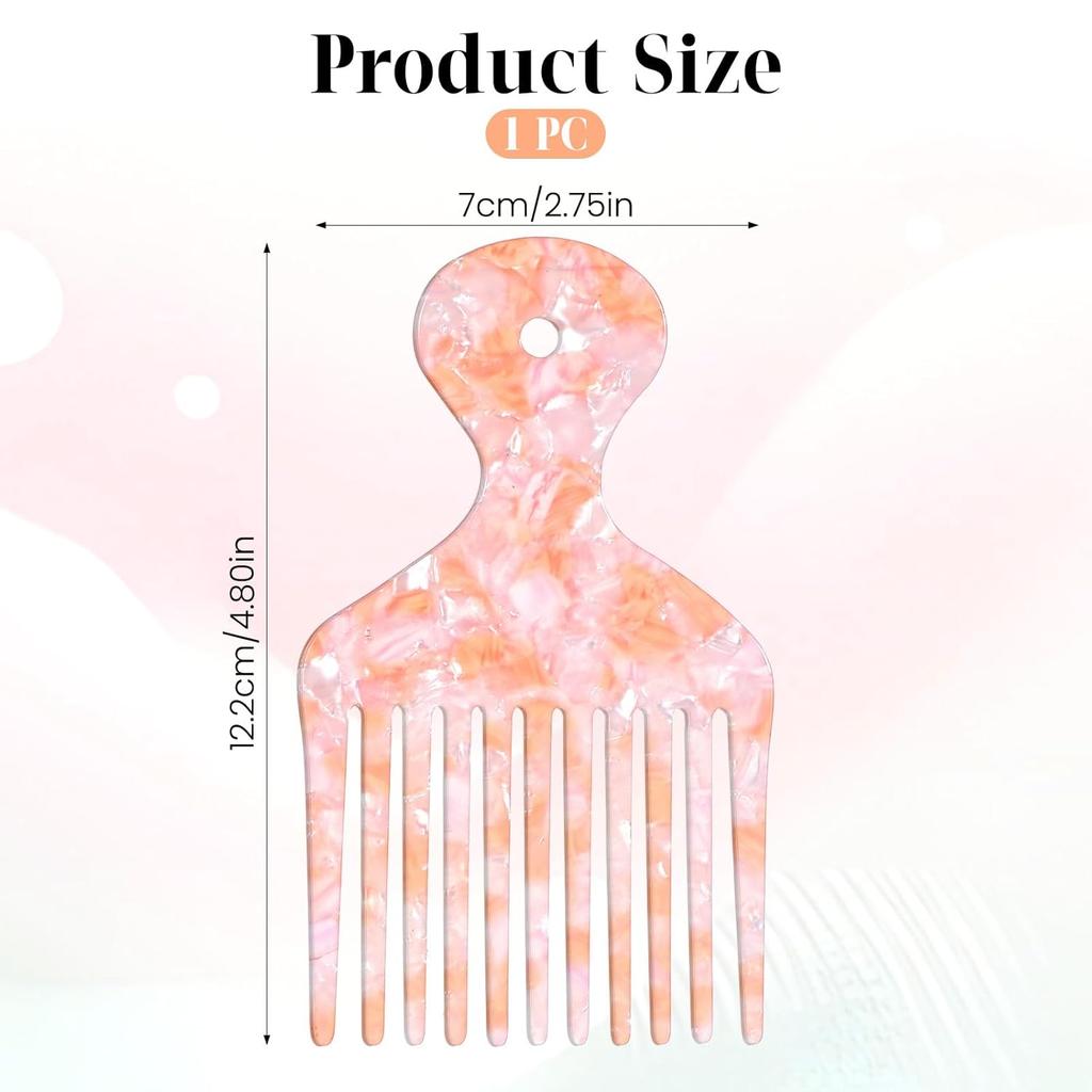 Hair Picks for Curly Hair Wide Tooth Hairs Picks for Women Pink Long Tooth Hairs Comb for Long Thick Curly Detangling Lifting Combs for Anti Static