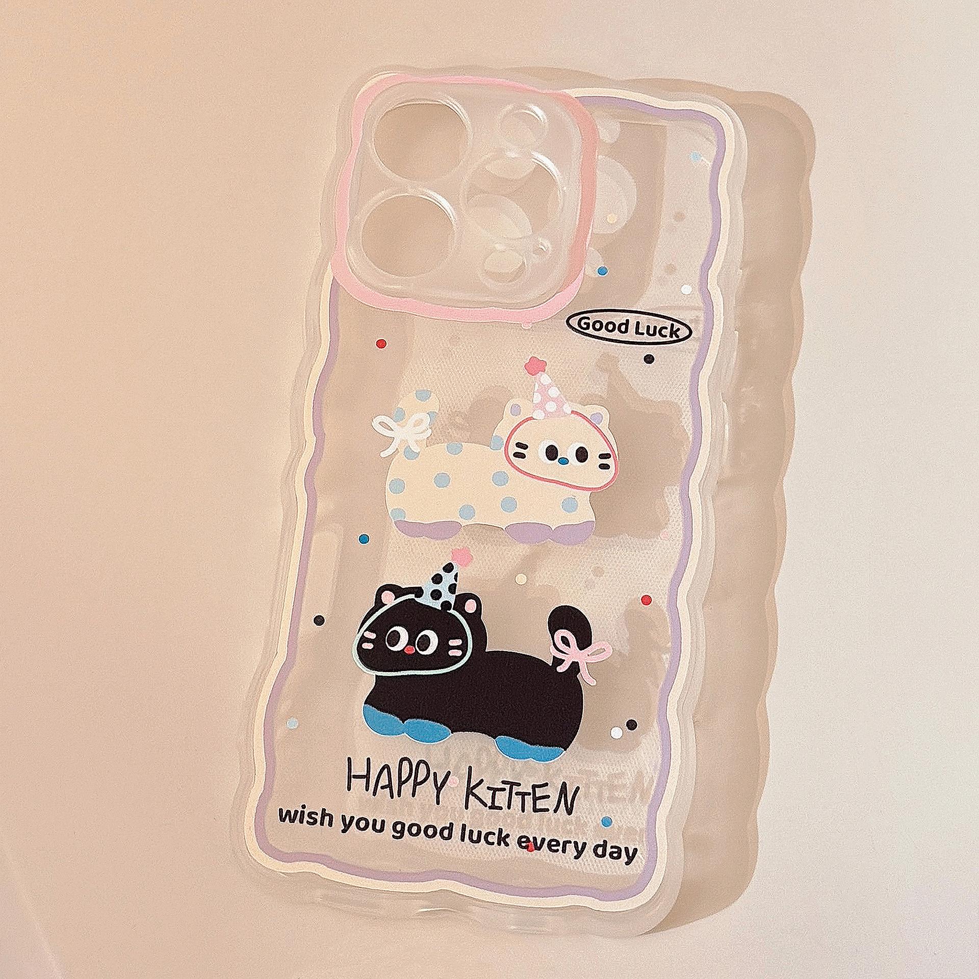 

Girl Cartoon 16 Suitable for Iphone13 IPhone Case 14 Polka Dot Cat 11 Transparent 12 Soft 15promax 16promax
