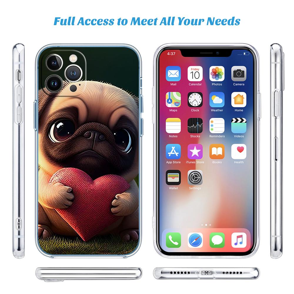 CJ90 Pug Dog Transparent Phone Case for LG K22 K30 K40 K40S K41 K42 K50 K50S K51 K51S K52 K61 K62 K71 K92 Q60 Q61 V40 V50 V60