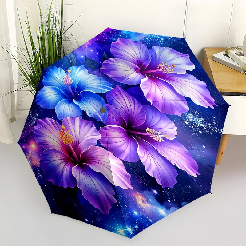 

1pc Cosmic Floral Harmony Umbrella with Plastic Handle,Vibrant Cartoon Pattern,Multi-functional UmbrellaPT022