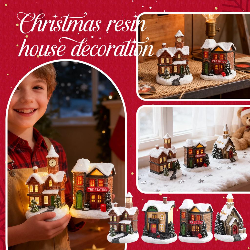 Vánoční vesnička LED Osvětlené vesnické domky, Vánoční vesnička kolekce Vnitřní pokojová dekorace Sběratelské budovy