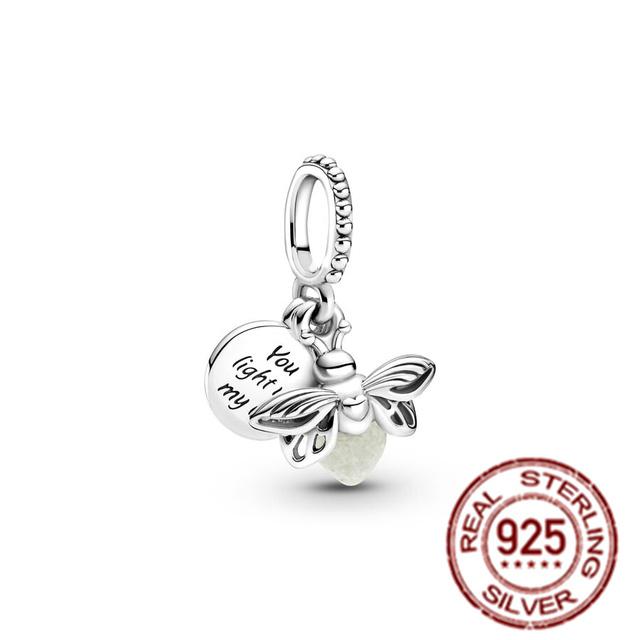 

Серебристый Светлячок, стерлинговое серебро 925 пробы, подходит для оригинального браслета/ожерелья, подарки хорошим друзьям, очаровательные украшения из бисера