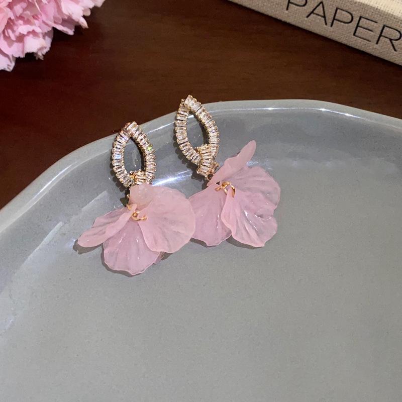 Mambo Mint Green Crystal Flower Butterfly Stud Earrings Temperament Personality Earrings Sweet Earrings Women