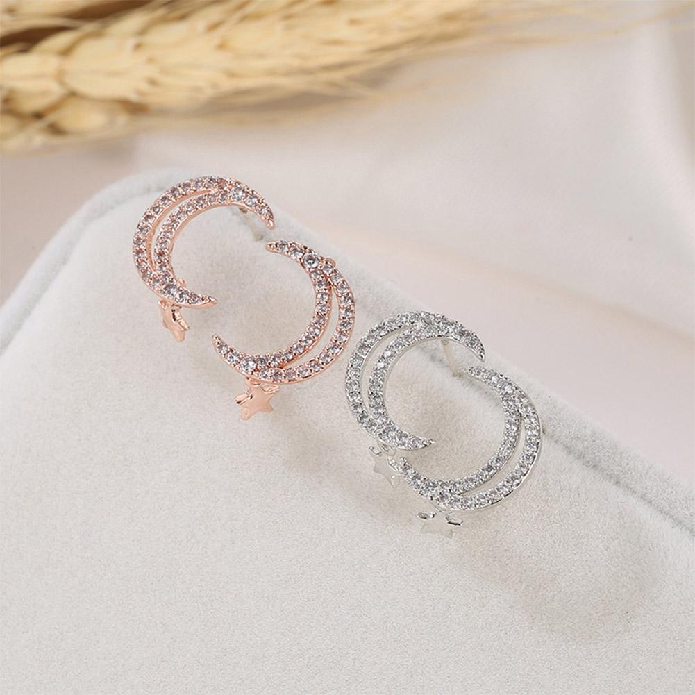 Women Fashion Star Moon All Matching Zircon Earrings