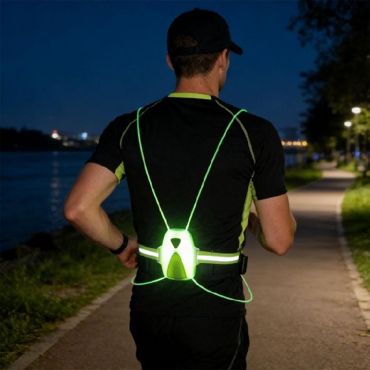 Practical Night Running Vest with Adjustable Front Light and Multiple Color Rechargeable Light Suitable for Safety