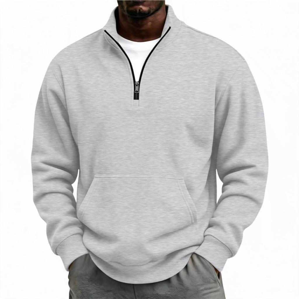 Men's Casual Half-Zip Sweatshirt with Stand Collar, Relaxed Fit