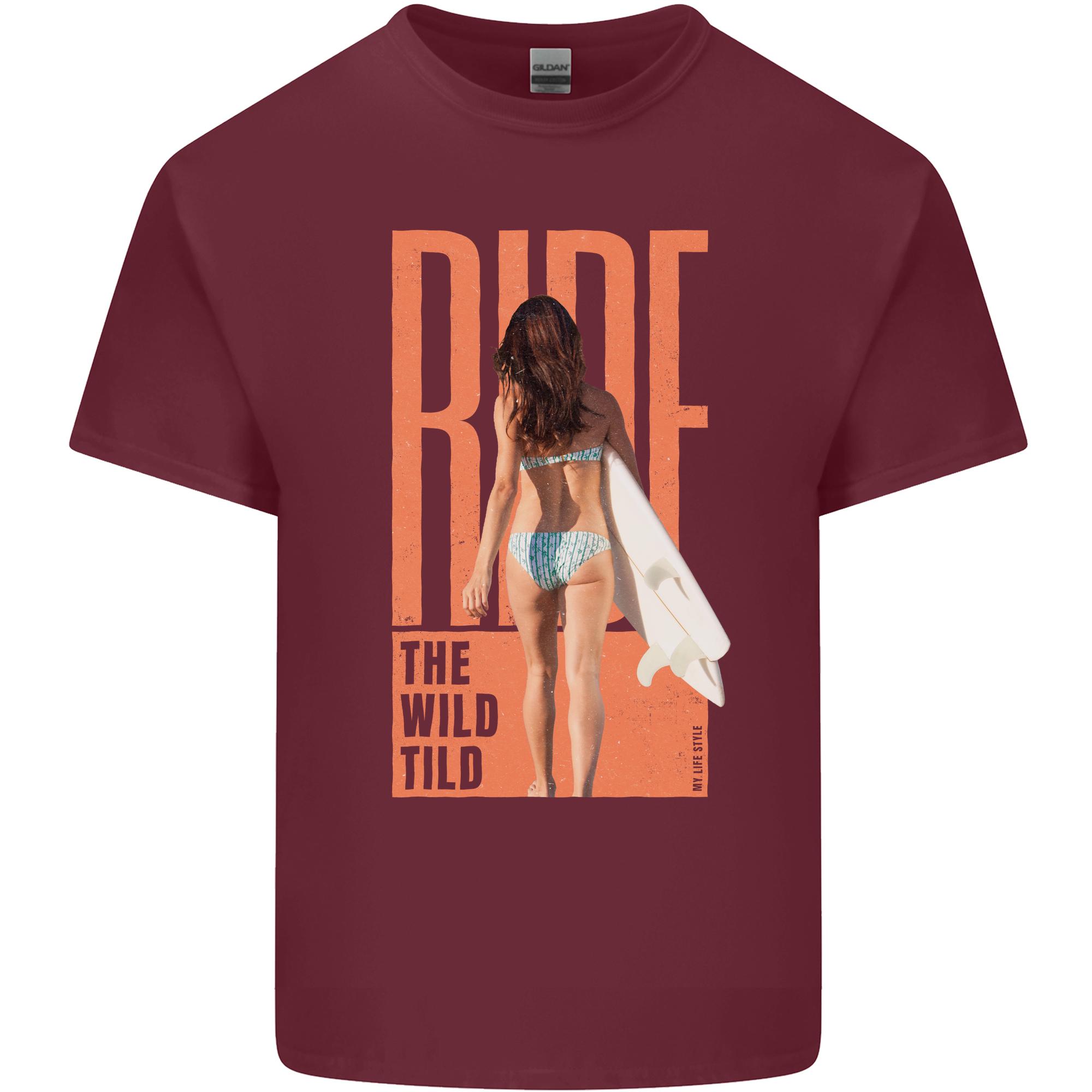 Surfing Ride the Wild Tild Surfer Unisexs Light Cotton TShirt S