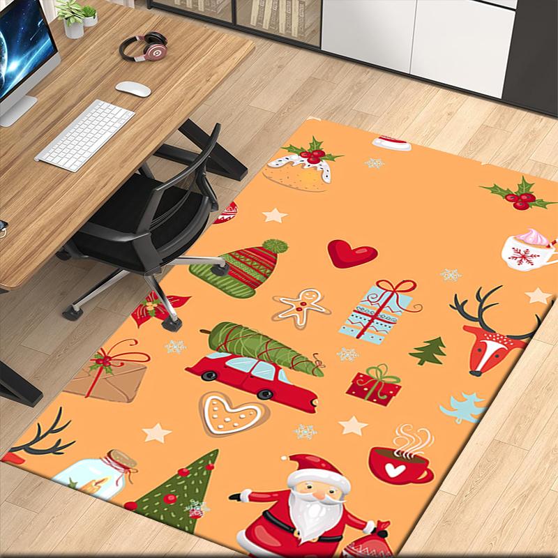 Christmas Printed Carpet, for Office Chair Living Room Bedroom Kitchen Room Decor Gifts.