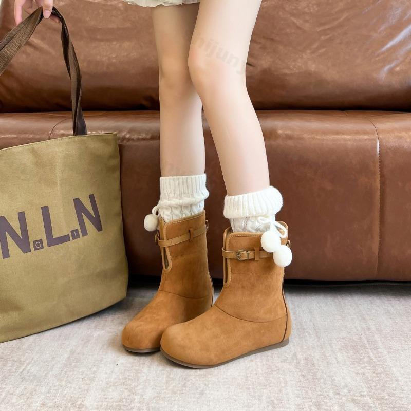 Women's Flat Cotton Shoes 2026 Warm Plush Winter Snow Boots Comfortable Anti Slip Ankle Boots Fashion Round Toe Botas Mujer