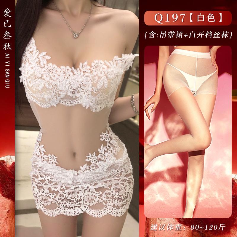 Sex underwear sexy uniform pure desire floating flower suspenders large size perspective nightdress passion mesh suit