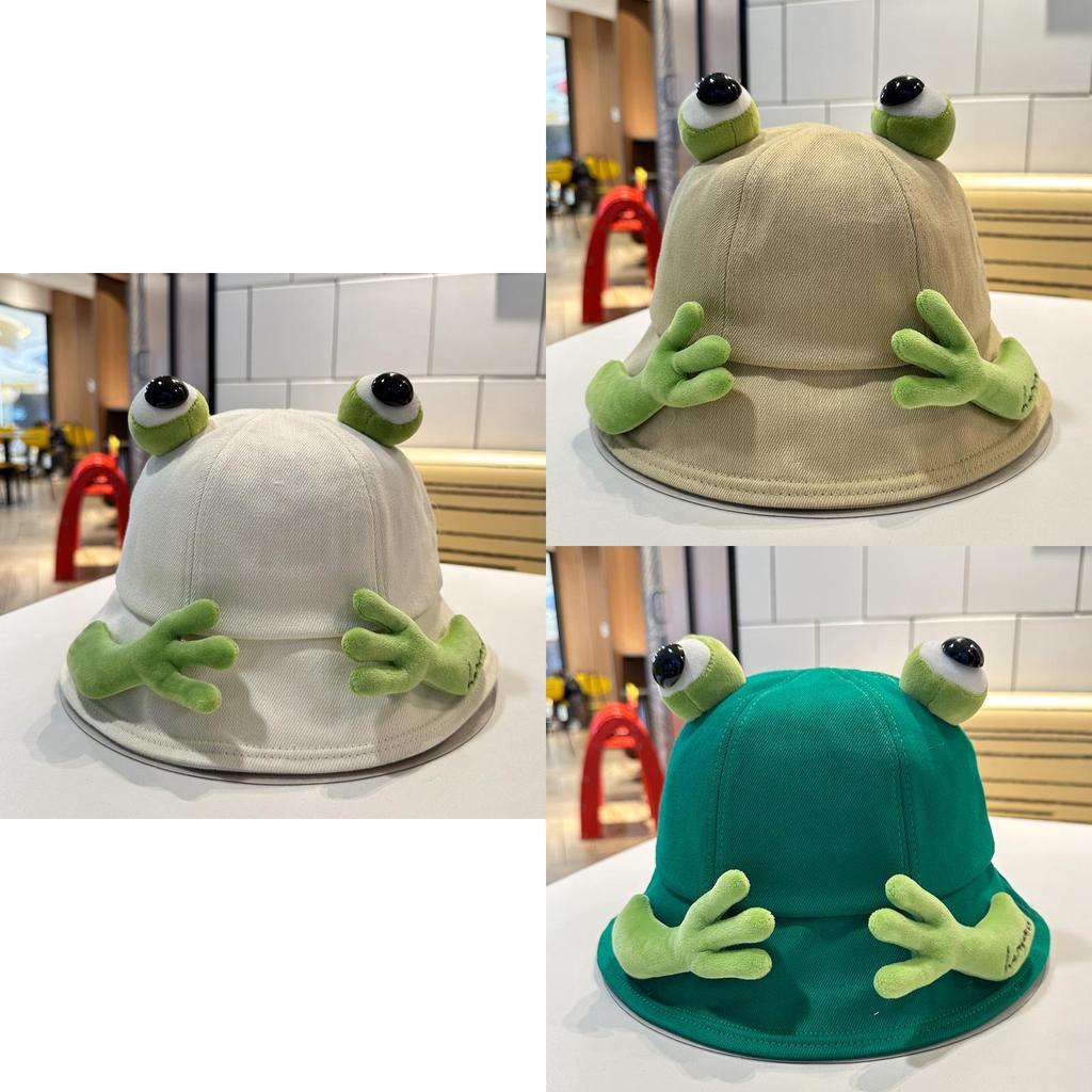 Cute Frog Fisherman Hat For Women Spring Summer Cartoon Parent-child Sunscreen Bucket Hat
