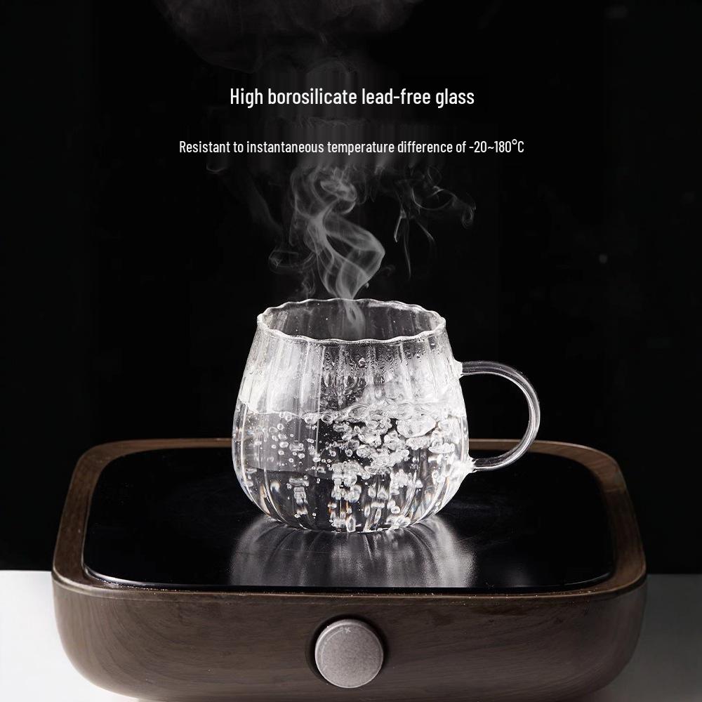 Striped Petal High Borosilicate Glass Cup - Ideal for Milk, Juice, or Coffee