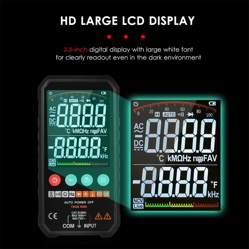 Digital Multimeter Large Screen Universal Tester for Testing Voltage Current Resistance Diodes Capacitance Temperature