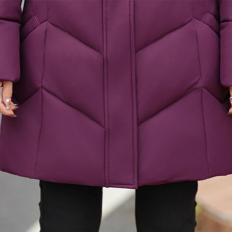 Plus Size XL-6XL Winter Long Coat Female Outerwears Hooded Elegant Faux Fur Collar Loose Thick Warm Middle Age Woman Parka