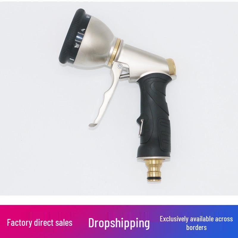 Electroplated Zinc Alloy High-Pressure 9-Function Gold Spray Gun for Car Wash Large Silver Gun