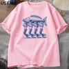 Mermaid Fish TShirt Trendy Beach T Shirt Summer Vacation Tshirt Shortsleeve Printed Cotton Graphic Tees Womens Top Clothes