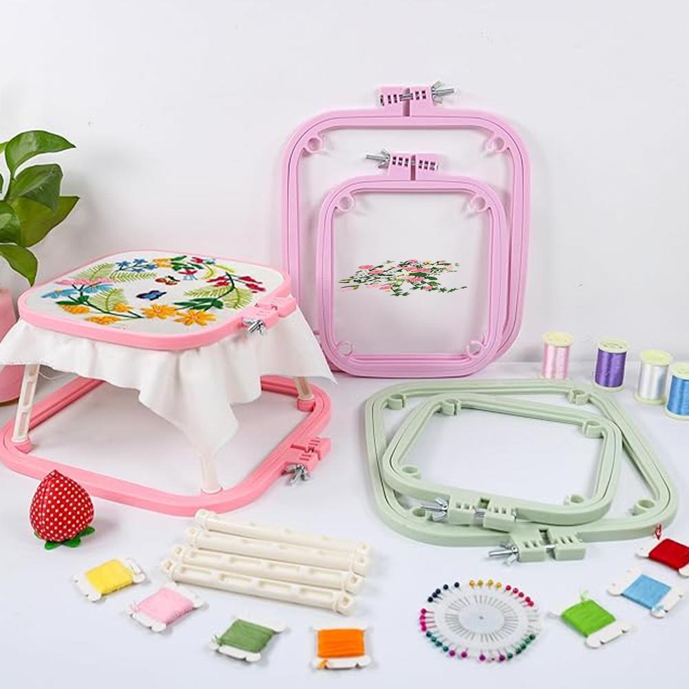 Cross Stitch Rack Multifunctional Double Layer Embroidery Frame Removable 2 Tier Square Embroidery Hoop for Quilting Stitching