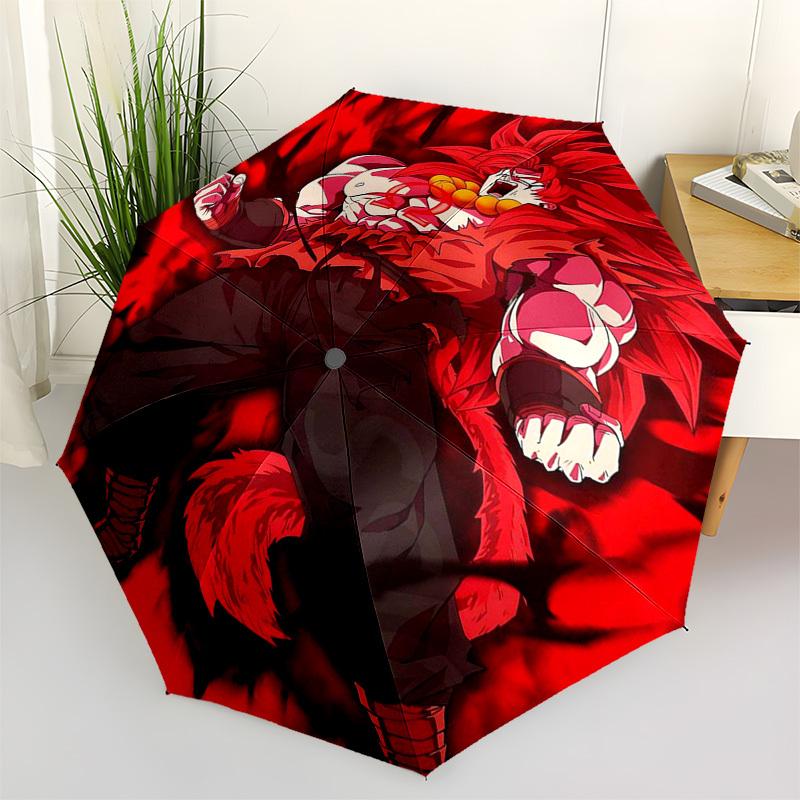 

1pc Dragon Ball Z Super Saiyan Goku Outdoor Umbrella - Automatic Opening/Closing - Portable Tri-Fold Design - 8-Rib Iron Frame - Ideal Gift for Fans,