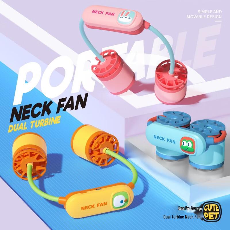 GIVELONG Pink Rabbit Portable Bladeless Neck Fan