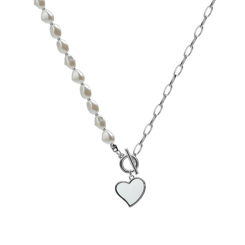 

Korean version irregular love pearl necklace, high-end new titanium steel necklace, versatile design, sweet and cool