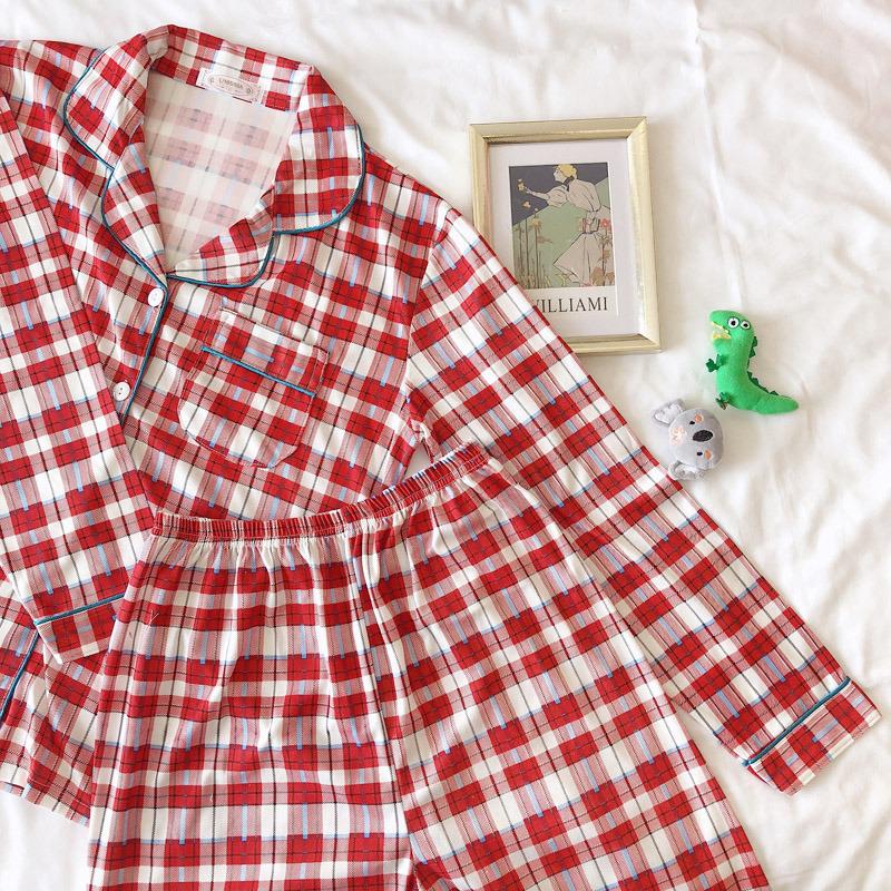 Korean Style Women's Long Sleeve Cardigan and Pajama Set for Spring, Autumn, and Winter Home Wear