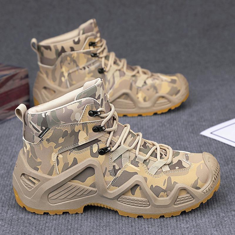 Waterproof Tactical Boots for Men Outdoor Non-slip Rock Climbing Hiking Sneakers Camouflage Work Shoes