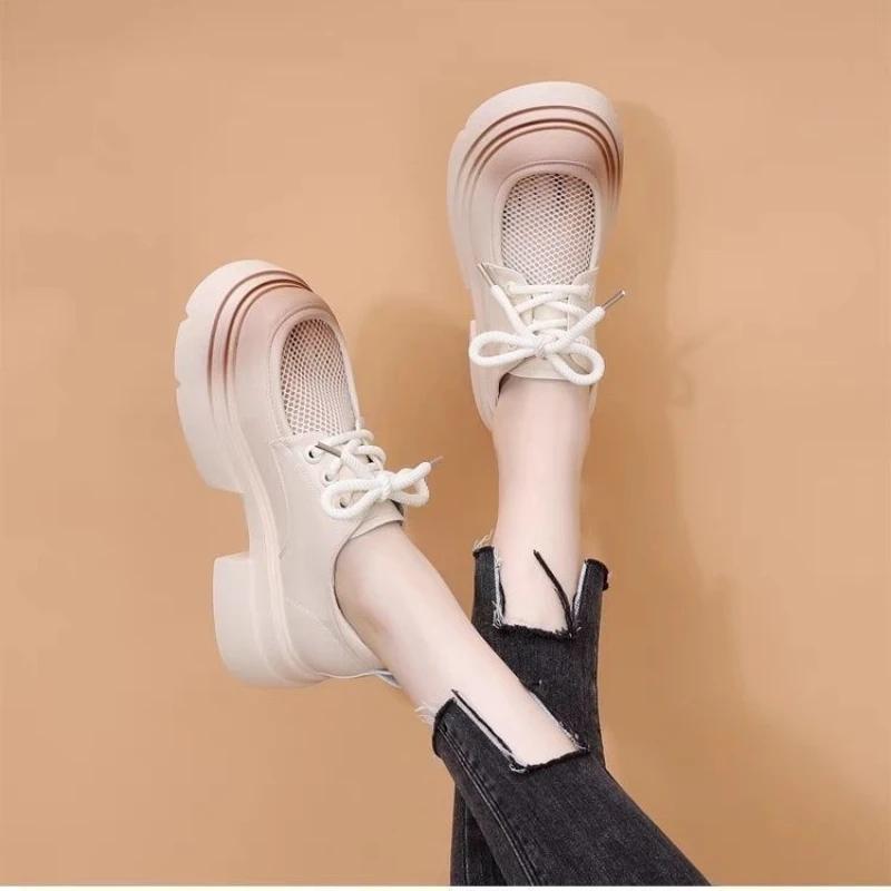 Fashion Women's Shoes Platform Round Toe Loafers Ladies Pumps with Medium Heels Quick Delivery Stylish Popular Y2k Footwear Luxury Brand