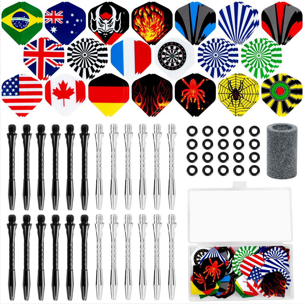 Dart Accessories Kit Include 24 Pieces Aluminum Dart Shafts And 60 Pieces Dart