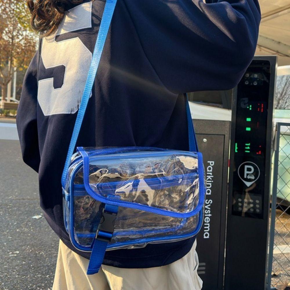 Zipper Shoulder Bag PVC Tote Handbag Trendy Crossbody Bag Travel