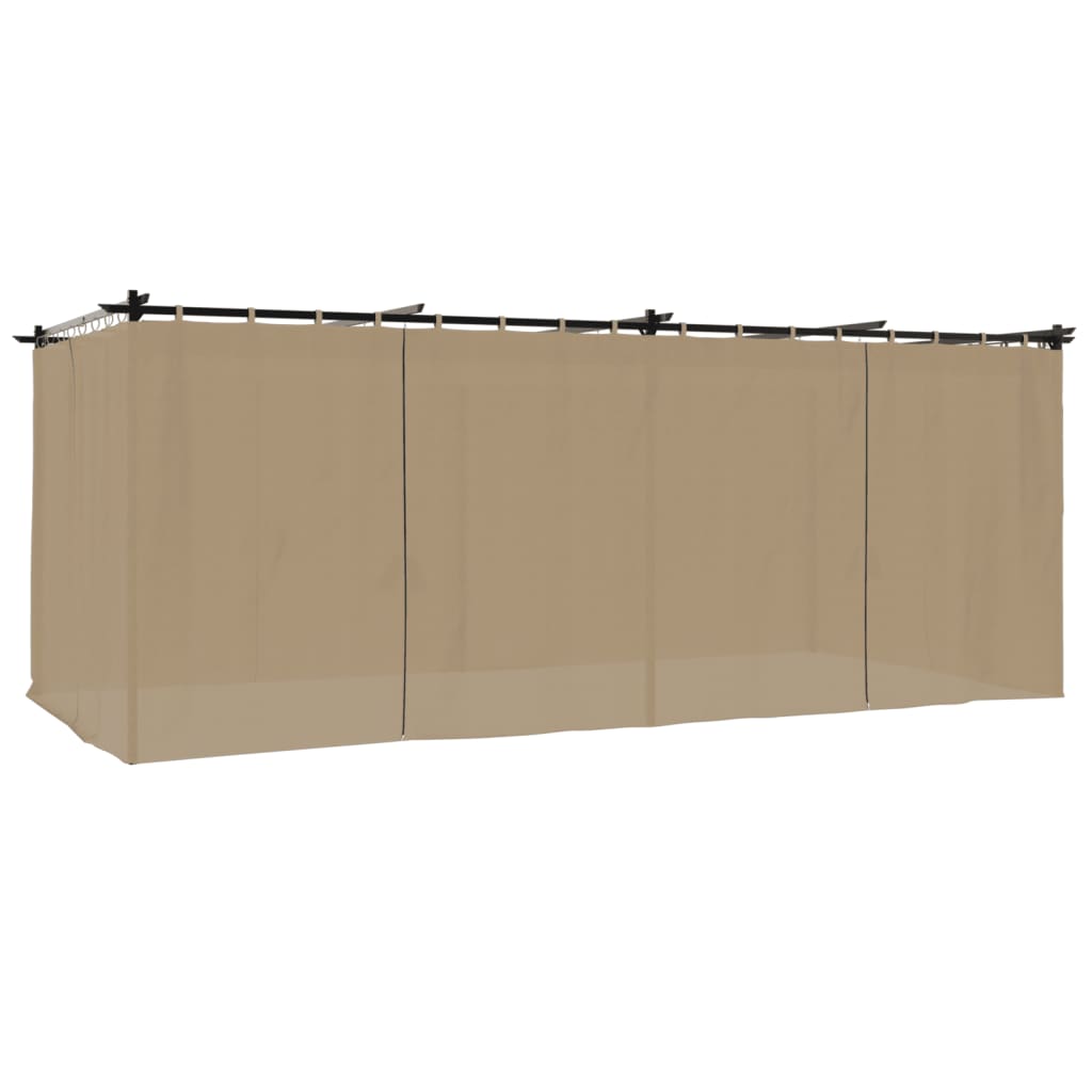 Vidaxl Garden Gazebo With Curtains, Taupe Color, 6X3 M, Steel