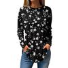 Women's Fashion Casual Round Neck Floral Long Sleeve T-shirt Pullover Long Sleeve Top