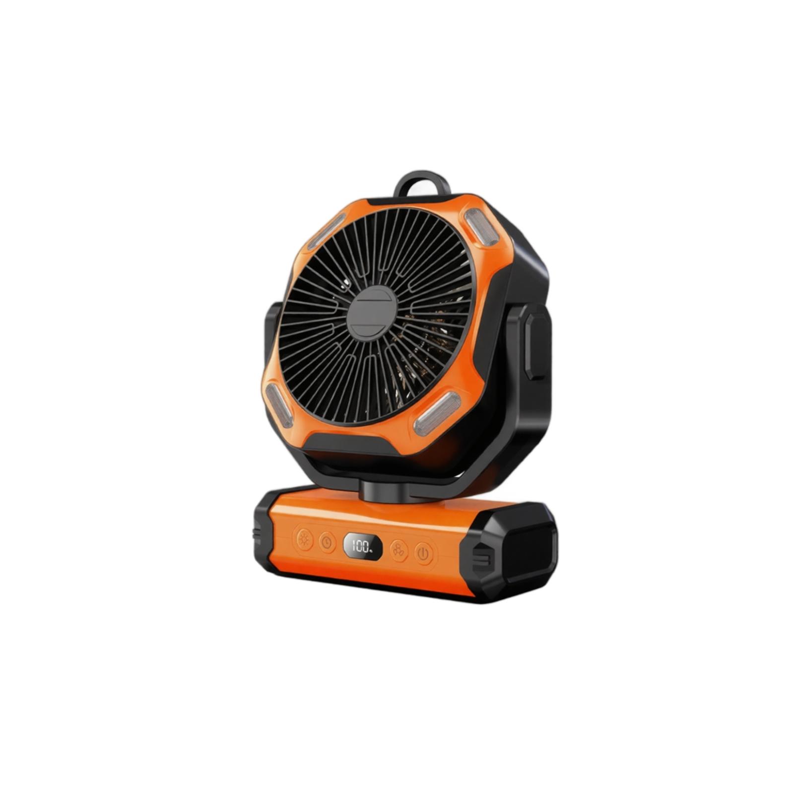 

Portable USB Rechargeable Camping Fan Large Capacity Battery Outdoor Battery Operated Fan with Adjustable Head and Digital Display for Hiking Travel one size оранжевый
