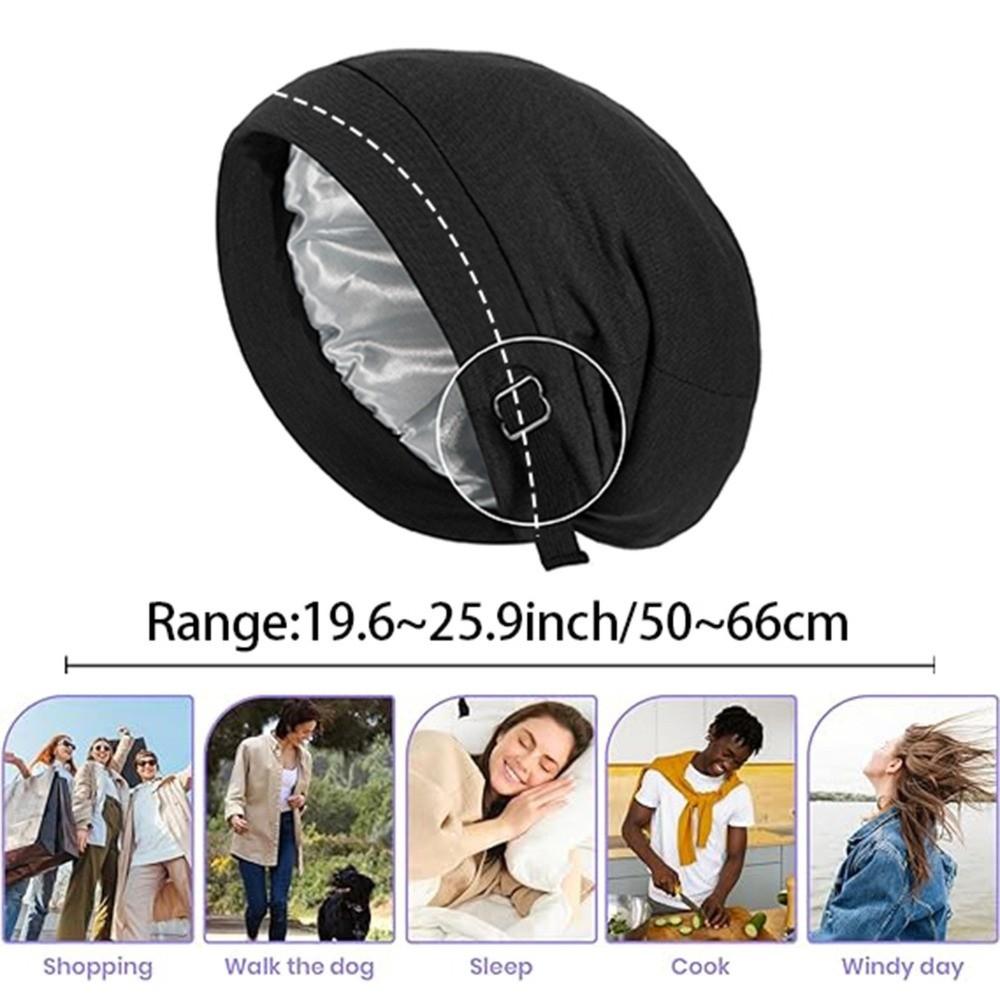 Satin Lining Baggy Hat Solid Color Women's Bonnets Casual Night Sleep Cap