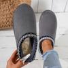 Winter 2025 New Cashmere Warm Thick Sole Heelless Covered Half Mop Cashmere Warm
