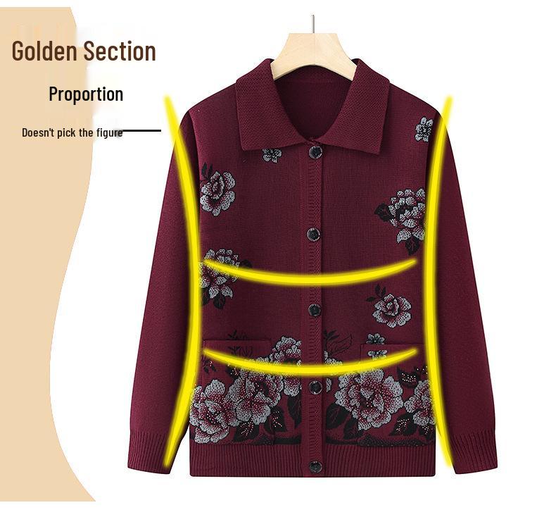 Grandma Loose Knit Cardigan for Middle-Aged & Elderly Women - Perfect for Spring & Autumn