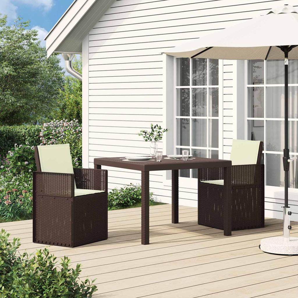Garden Dining Chairs 2 pcs Brown and Cream PP