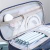 High Capacity Pen Case with Handle 5 Section Canvas Pencil Case Large Pencil Pouches Travel Cosmetic Bag 24x8.5x11cm