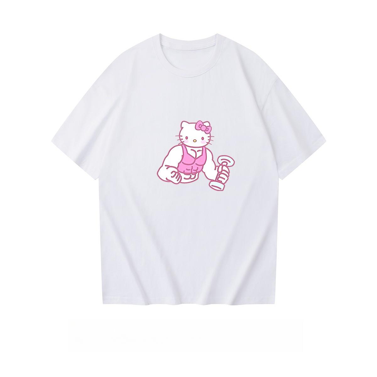

Hello Kitty Fitness Theme Printed Childrens Tshirt Loose Casual Round Neck Parent Child Short Sleeve 2026 Summer New Style S