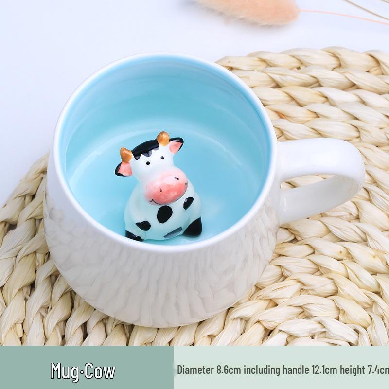 

3D Керамическая чашка для завтрака и кофе - Для офиса и дома, Рекомендовано Xiaohongshu. 350-370ml