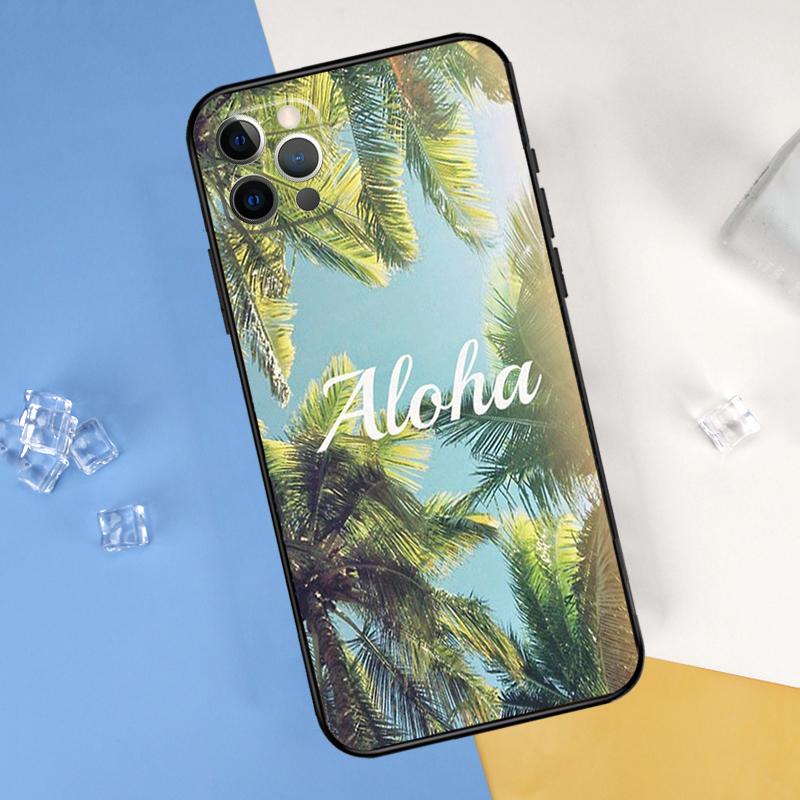 Summer Plant Palm Green Leaf Aloha Phone Case For iPhone 16 Pro 15 Pro 11 13 14 Pro Max 12 Mini XR 16 15 Plus 16e Cover Shell